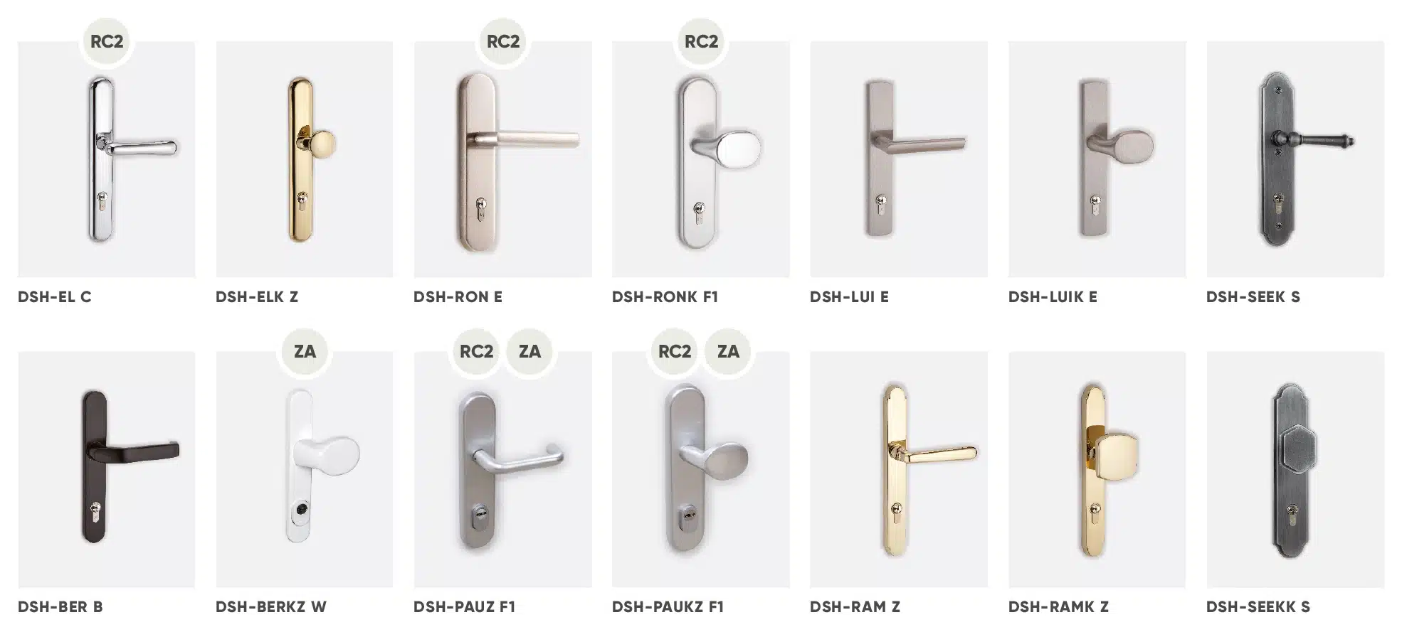Deurkrukken met langschild voor hout- en hout-aluminium deuren