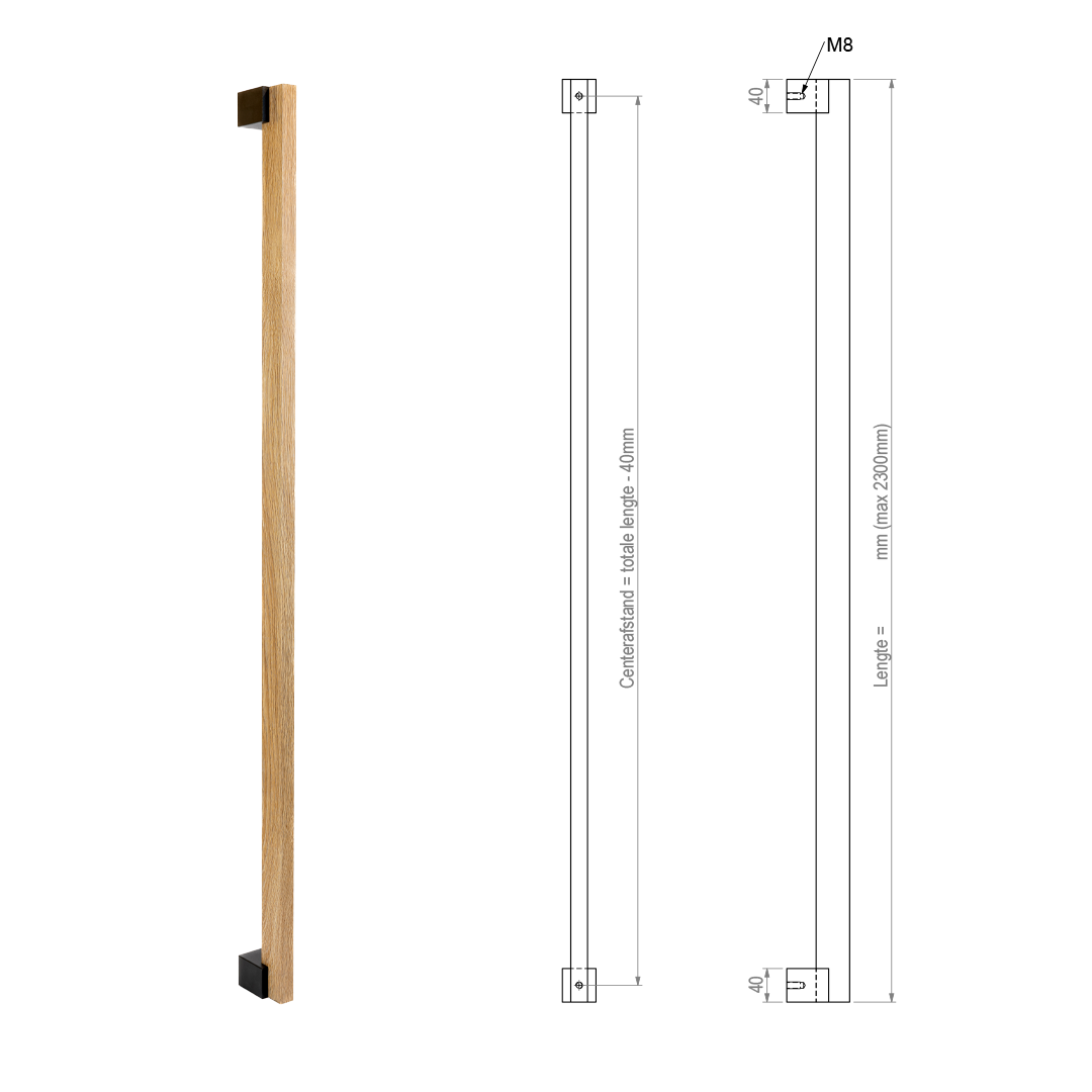 Push Pull 24
houten stangengreep met metalen houders